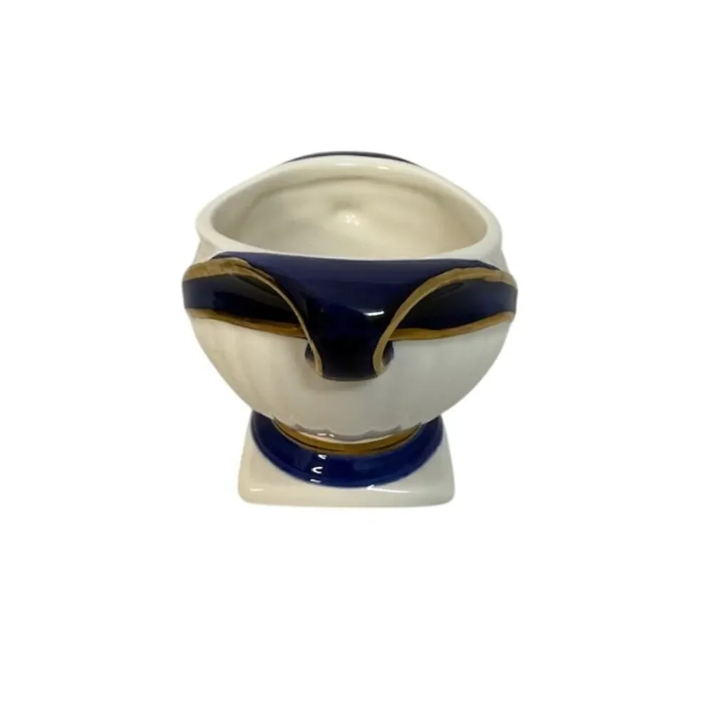 Jakubo Vase Urn White With Blue and Gold 3.25